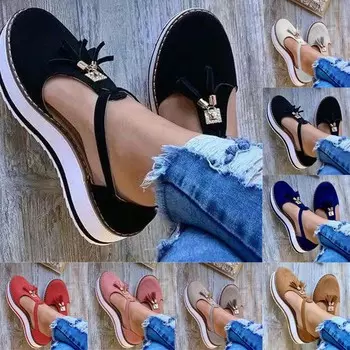 Женские сандалии, модная повседневная женская обувь с кисточками, женская обувь на плоской подошве, летняя вулканизированная обувь, однотонная обувь на толстой подошве 43 чёрный