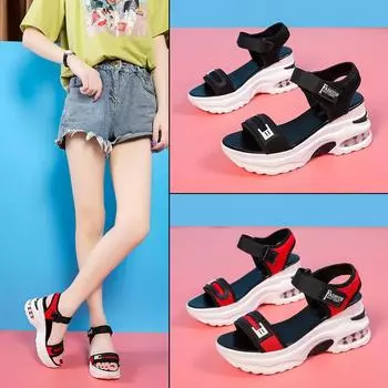 Женские сандалии Модные дизайнерские сандалии для спорта на открытом воздухе Удобные сандалии для бега Летняя пляжная обувь на толстой подошве Sandalias Mujer 35 чёрный