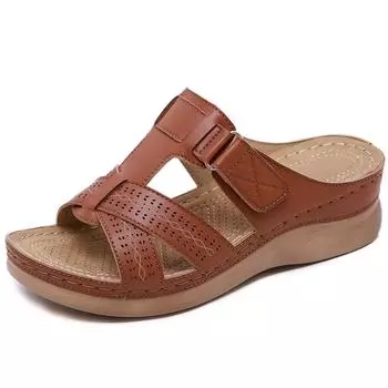 Женские сандалии модные летние с открытым носком пляжные нескользящие женские сандалии на танкетке летние женские туфли обувь женские тапочки 36