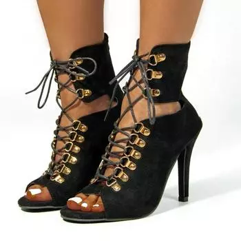 Женские сандалии, модные пикантные туфли для танцев на тонком высоком каблуке с открытым носком на молнии, летние короткие сапоги для бальных танцев, женские большие размеры 43 35