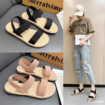 Женские сандалии на каблуке большого размера, летние повседневные пляжные сандалии с пряжкой и толстой подошвой, размеры 35-43 35 чёрный