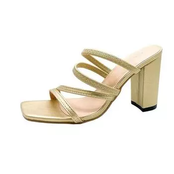 Женские сандалии на массивном высоком каблуке с квадратным носком, удобные повседневные женские сандалии на платформе в европейском стиле 41 золотой