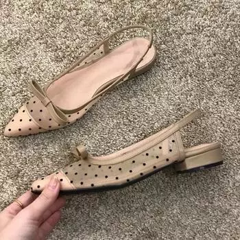 Женские сандалии на плоской подошве Baotou, дышащие сандалии с бантом, модные летние женские туфли на низком каблуке с острым носком 35