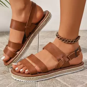 Женские сандалии на плоской подошве, новые летние туфли в римском стиле для женщин, модные повседневные сандалии класса люкс на платформе, дизайнерские сандалии Sandalias De Mujer 36
