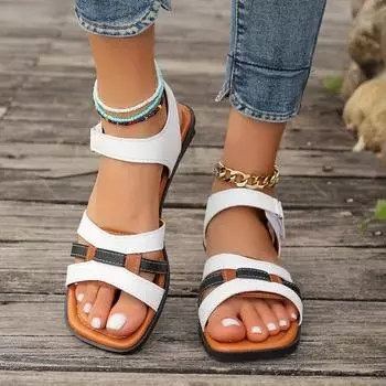 Женские сандалии на плоской подошве, повседневные удобные удобные летние сандалии с открытым носком, модные дизайнерские уличные женские пляжные сандалии на плоской подошве 36
