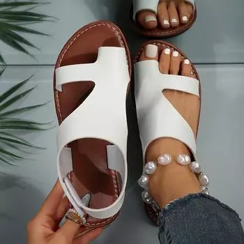 Женские сандалии на плоской подошве с кольцом для большого пальца ноги, повседневная летняя пляжная обувь с застежкой-липучкой, легкие сандалии с открытым носком 36 серебряный