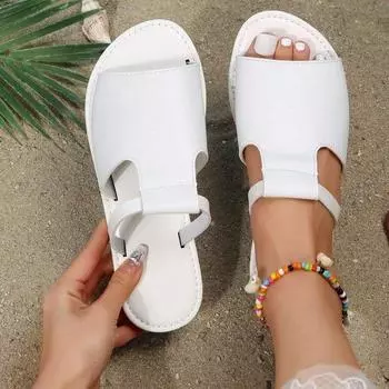 Женские сандалии на плоской подошве с плетеным носком, удобная и повседневная летняя пляжная обувь, доступны большие размеры 37 чёрный