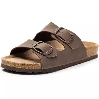 Женские сандалии на плоской подошве с пробковой стелькой, скользящие регулируемые слипоны с открытым носком, подходящие для летних размеров. 36