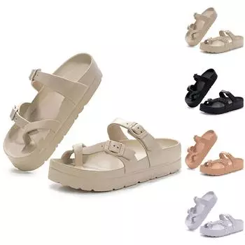 Женские сандалии на плоской подошве с супермягкой и толстой подошвой, удобные регулируемые скользкие туфли на плоской подошве 41 белый