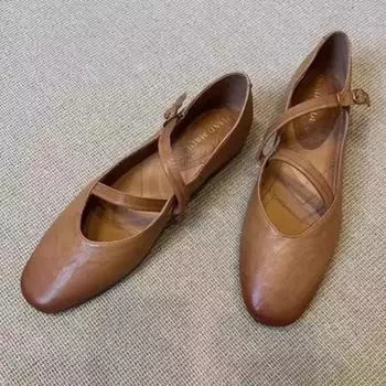 Женские сандалии на плоской подошве Туфли Мэри Джейн Небольшие балетки Повседневные мокасины Платье Прогулочная женская обувь 38 абрикосовый