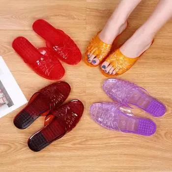 Женские сандалии на плоской подошве, украшенные кристаллами: Удобные летние шлепанцы для отдыха на открытом воздухе Size 36