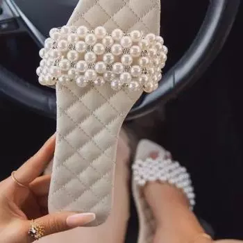 Женские сандалии на плоской подошве в стиле феи, расшитые бисером, 2021 г. 38 чёрный