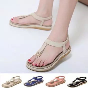 Женские сандалии на плоском каблуке, сандалии, летняя повседневная обувь, женские тапочки с мягкой подошвой, сандалии 42 розовый