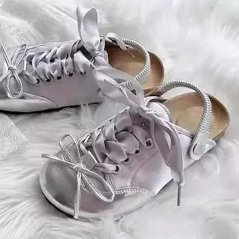 Женские сандалии на шнуровке с бантом, туфли на плоской подошве, тапочки, мюли, дизайнерские летние 2024 года, новые брендовые платья, повседневные, для активного отдыха, женские шлепанцы Zapatos 35 чёрный