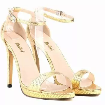 Женские босоножки на шпильках 11 см, сексуальные летние туфли на высоком каблуке, элегантные туфли из крокодиловой кожи, туфли для танцев на пилоне, золотистые свадебные туфли для вечеринки 35 золотой