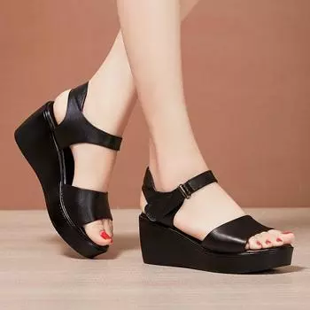 Женские сандалии на среднем каблуке с наклоном, летние модные сандалии с толстой подошвой, женские 40 белый