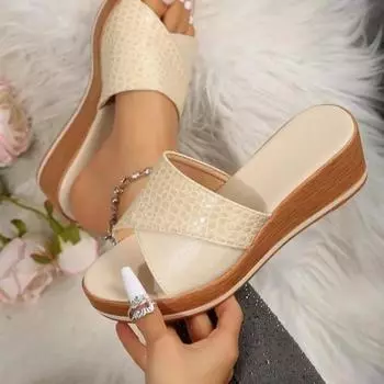 Женские сандалии на танкетке из конопли, Sandalias Mujer, сандалии на платформе, летняя обувь на танкетке для женщин, летняя обувь, женские тапочки 39 бежевый