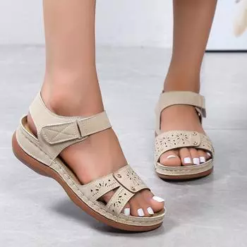 Женские сандалии на танкетке с открытым носком, женская обувь размера 43, новая повседневная пляжная обувь 35 чёрный