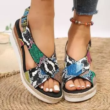 Женские сандалии на танкетке, женские летние повседневные модные римские сандалии на платформе с открытым носком, женские пляжные сандалии Sandalias De Mujer 36