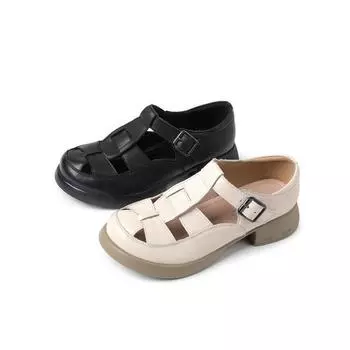 Женские сандалии на толстой подошве из натуральной кожи с круглым носком, новые летние тканые римские сандалии, повседневные лоферы из воловьей кожи с полостями 35