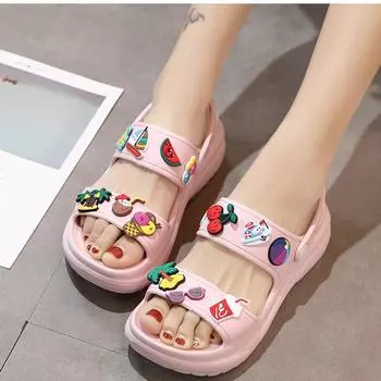 Женские сандалии на толстой подошве, модная верхняя одежда, повседневные пляжные сандалии 43 белый