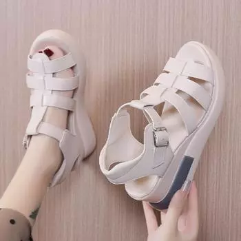 Женские сандалии на толстой подошве с открытым носком, повседневные римские сандалии, удобная женская обувь 40 белый