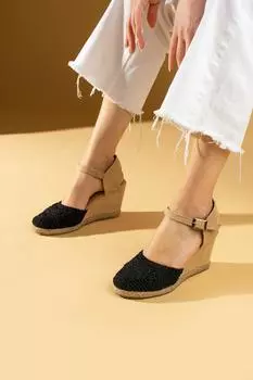 Женские сандалии на удобной соломенной подошве с вышивкой 69-71-24