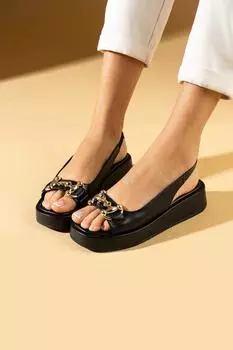 Женские сандалии на высокой эластичной подошве с пряжками 64-275-24