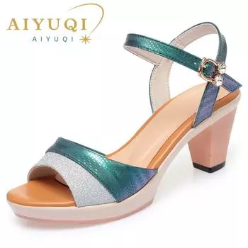 Женские сандалии на высоком каблуке, большие размеры, женские летние сандалии на платформе, модные женские сандалии с открытым носком 34