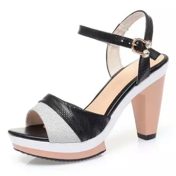 Женские сандалии на высоком каблуке, большие размеры, женские летние сандалии на платформе, модные женские сандалии с открытым носком 34