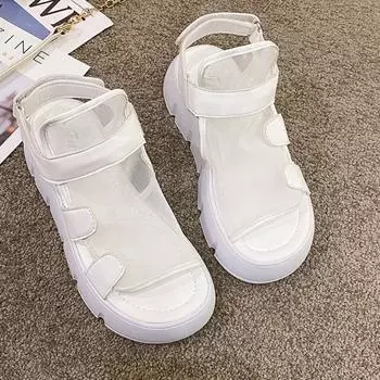 Женские сандалии, новая пляжная обувь в римском стиле, сандалии с открытым носком 36 белый