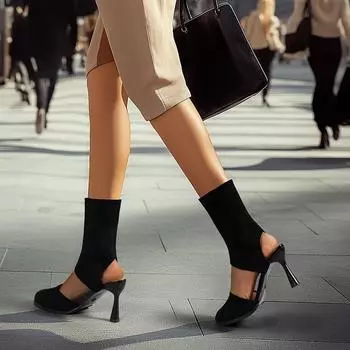 Женские сандалии Новые дизайнерские вязаные босоножки на высоком каблуке Летние босоножки на тонком каблуке без застежек Женская мода Элегантная сексуальная обувь для вечеринок 35 коричневый