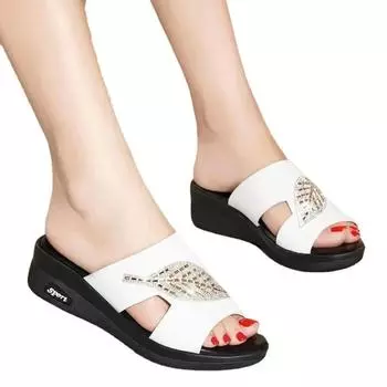 Женские сандалии, новые летние женские мягкие тапочки, легкие шлепанцы, женские уличные модные тапочки, обувь Zapatos Mujer 35 чёрный