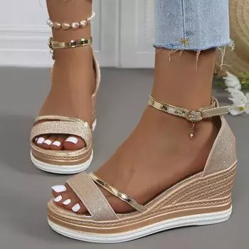 Женские сандалии, новые удобные летние римские сандалии на плоской подошве с круглым носком, женские босоножки на платформе со стразами, обувь для женщин 36 чёрный