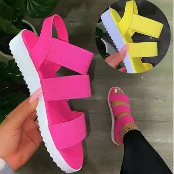 Женские сандалии, обувь на плоской подошве с открытым носком, женские повседневные женские легкие сандалии на платформе, однотонные сандалии Dames, большие размеры 43 35 чёрный