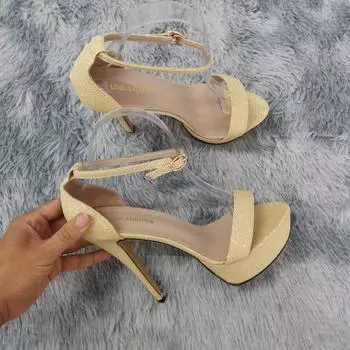 Женские сандалии, пикантные красные свадебные туфли на платформе с открытым носком на высоком каблуке 14 см для ужина, лакированная кожа, вечерние красные туфли на платформе для ночного клуба 35 золотой