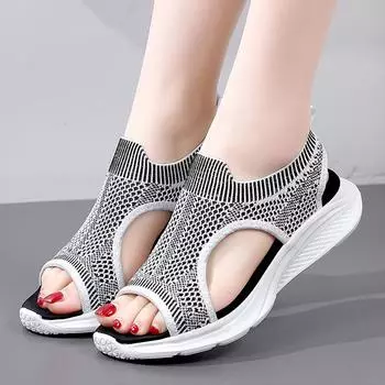 Женские сандалии, пляжная обувь, летние базовые вещи, легкие, с открытым носком, повседневные, мягкие, без застежек, для ходьбы, черные сандалии, большие размеры EU:40