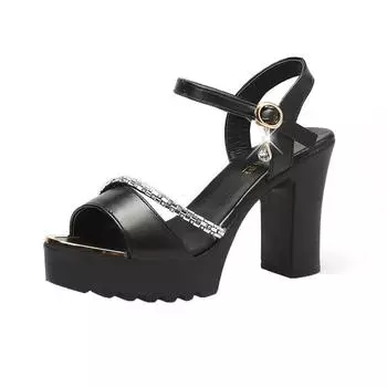 Женские сандалии повседневного дизайна, женские летние толстые высокие каблуки, удобные и персонализированные ремешки на щиколотке, сексуальные сандалии для женщин 35