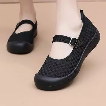 Женские сандалии повседневные школьные легкие женские черные пляжные туфли больших размеров милые туфли Мэри Джейн EU: 36 чёрный