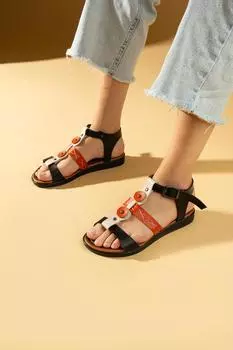 Женские сандалии с двойным ремешком и пряжкой в деревенском стиле 51-842-24SOrange