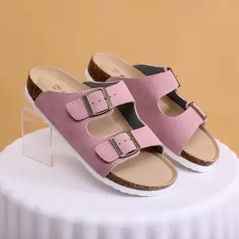 Женские сандалии с двумя пряжками на ремешках, с открытым носком, на плоской подошве, повседневные летние сандалии для отдыха на открытом воздухе 35
