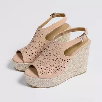 Женские сандалии с круглым носком на платформе, на высоком каблуке, эспадрильи с пряжкой, женская модная обувь для вечеринок, лето, черный, розовый, 43 36 чёрный