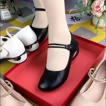 Женские сандалии с круглым носком, женские туфли на плоской подошве и среднем каблуке, женские туфли для мам на толстом каблуке, дышащие туфли для мам с мягкой подошвой, Zapatillas Mujer 35 белый