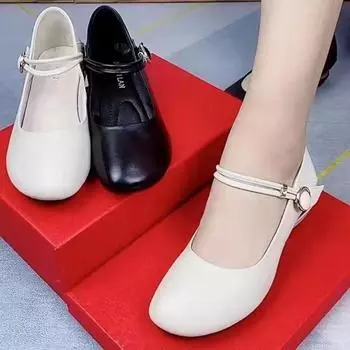 Женские сандалии с круглым носком, женские туфли на плоской подошве и среднем каблуке, женские туфли для мам на толстом каблуке, дышащие туфли для мам с мягкой подошвой, Zapatillas Mujer 35 белый