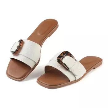 Женские сандалии с квадратным носком для женщин, нарядные летние сандалии на плоской подошве с застежкой-молнией 8