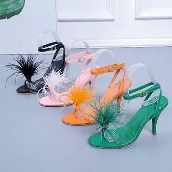 Женские сандалии с квадратным носком, летние женские туфли, модная женская обувь на высоком каблуке, сандалии с пряжкой и ремешком 36 зелёный