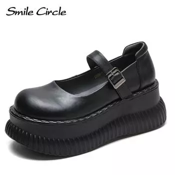 Женские сандалии с литературной пряжкой Мэри Джейн, женская обувь с толстой подошвой, увеличивающая высоту 34 чёрный
