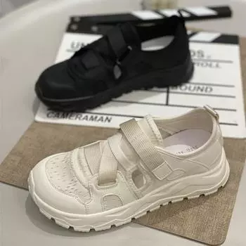 Женские сандалии с мягкой подошвой из ЭВА, летние, женские, полые, дышащие, износостойкие, нескользящие, легкие, кроссовки для ходьбы для девочек 35 бежевый