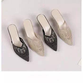 Женские сандалии с острым носком класса люкс для женщин на тонком каблуке, повседневные модные вечерние платья на высоком каблуке, летние туфли 35