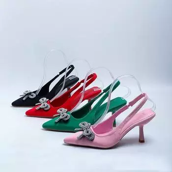 Женские сандалии с открытой пяткой, летние женские сабо с острым концом, ZAZA, 2024, модная пляжная обувь на низком каблуке с принтом 35 чёрный